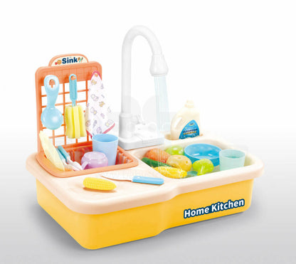 Kitchen Sink Pretend Play Dishwasher with Running Water for Kids