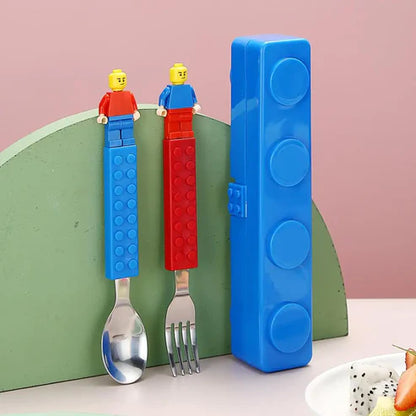 Building Blocks Design Stainless Steel Spoon and Fork Set