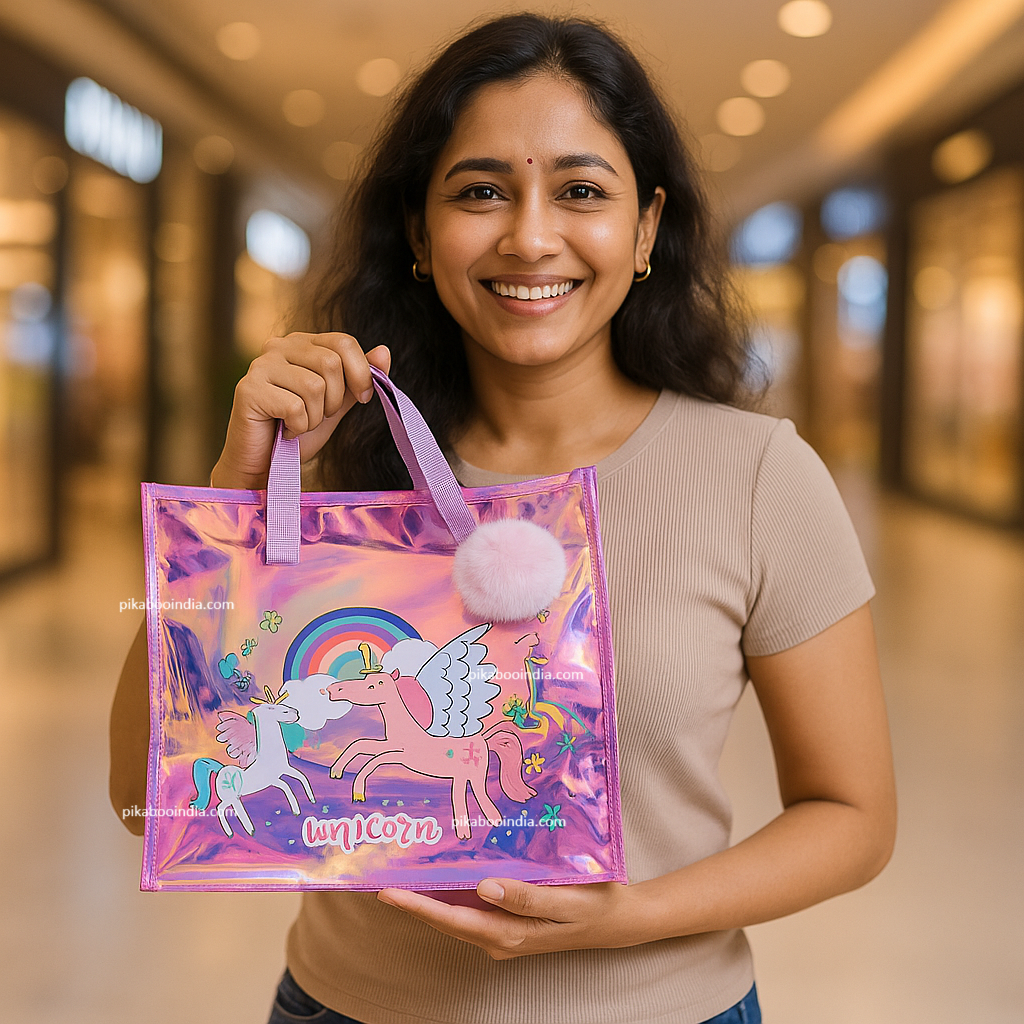 Holographic Picnic Tote with Handle for Stylish Travel, Beach, or Gifts