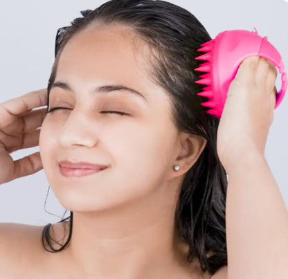 Stylish Finger Handle Round Wash Silicone Scalp Massager Shampoo Hair Brush