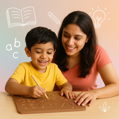 Wooden Tracing Board – Small Alphabet Carved | Handwriting