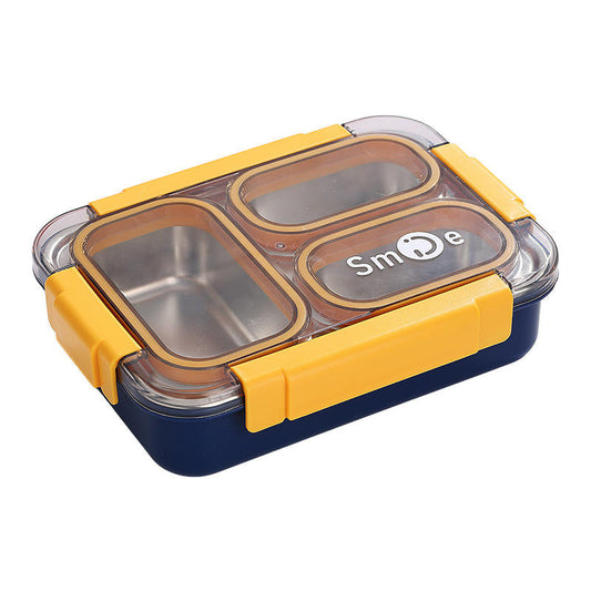Yellow Tokyo Table Stainless Steel Lunch Box – 3 Compartment Leakproof Tiffin